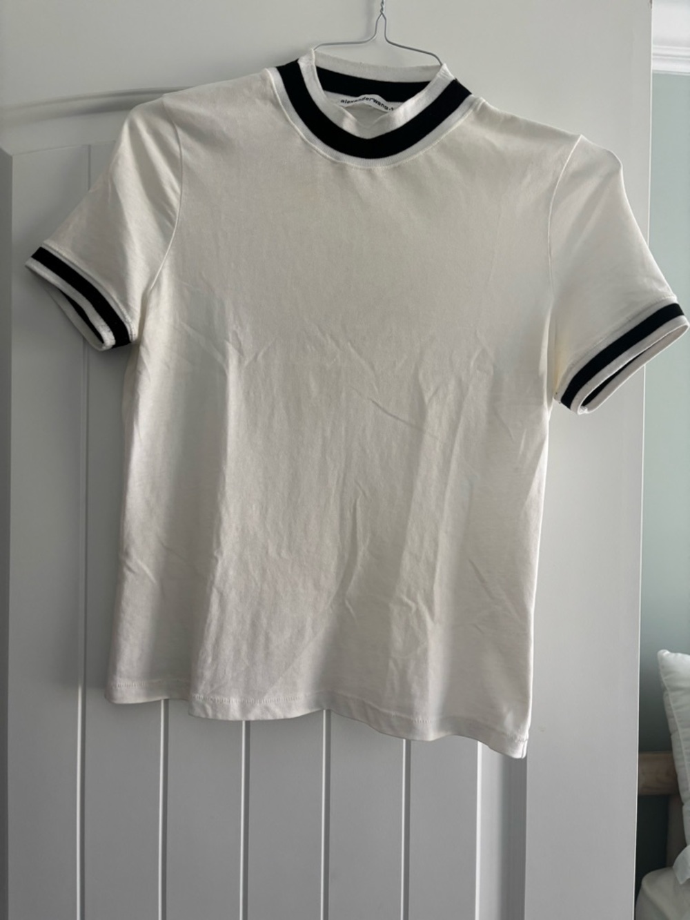 Alexander Wang White Tee with Black Contrast Collar